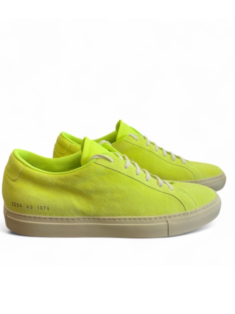 Men’s Common Projects Fluorescent Yellow Achilles Low Sneakers Size US 10/ EU 43